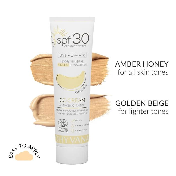 Dhyvana sävyttävä aurinkosuoja kasvoille, Golden Beige, 50 ml - 4Organic Store (Luomukaista)