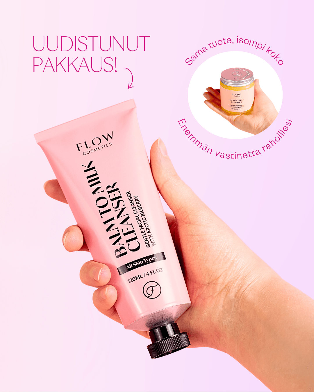 Flow Cosmetics Balm to Milk puhdistusbalmi kaikille ihotyypeille, 120 ml - 4Organic Store (Luomukaista)