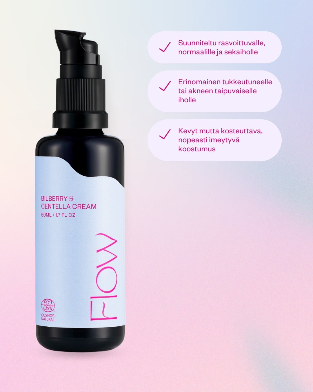 Flow Cosmetics Bilberry & Centella Moisture Cream 50ml - 4Organic Store (Luomukaista)