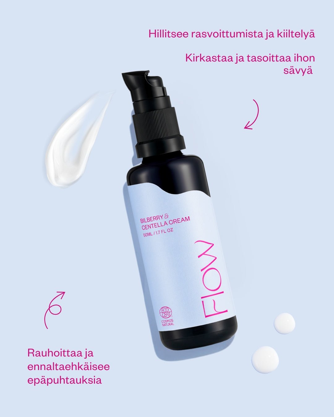 Flow Cosmetics Bilberry & Centella Moisture Cream 50ml - 4Organic Store (Luomukaista)