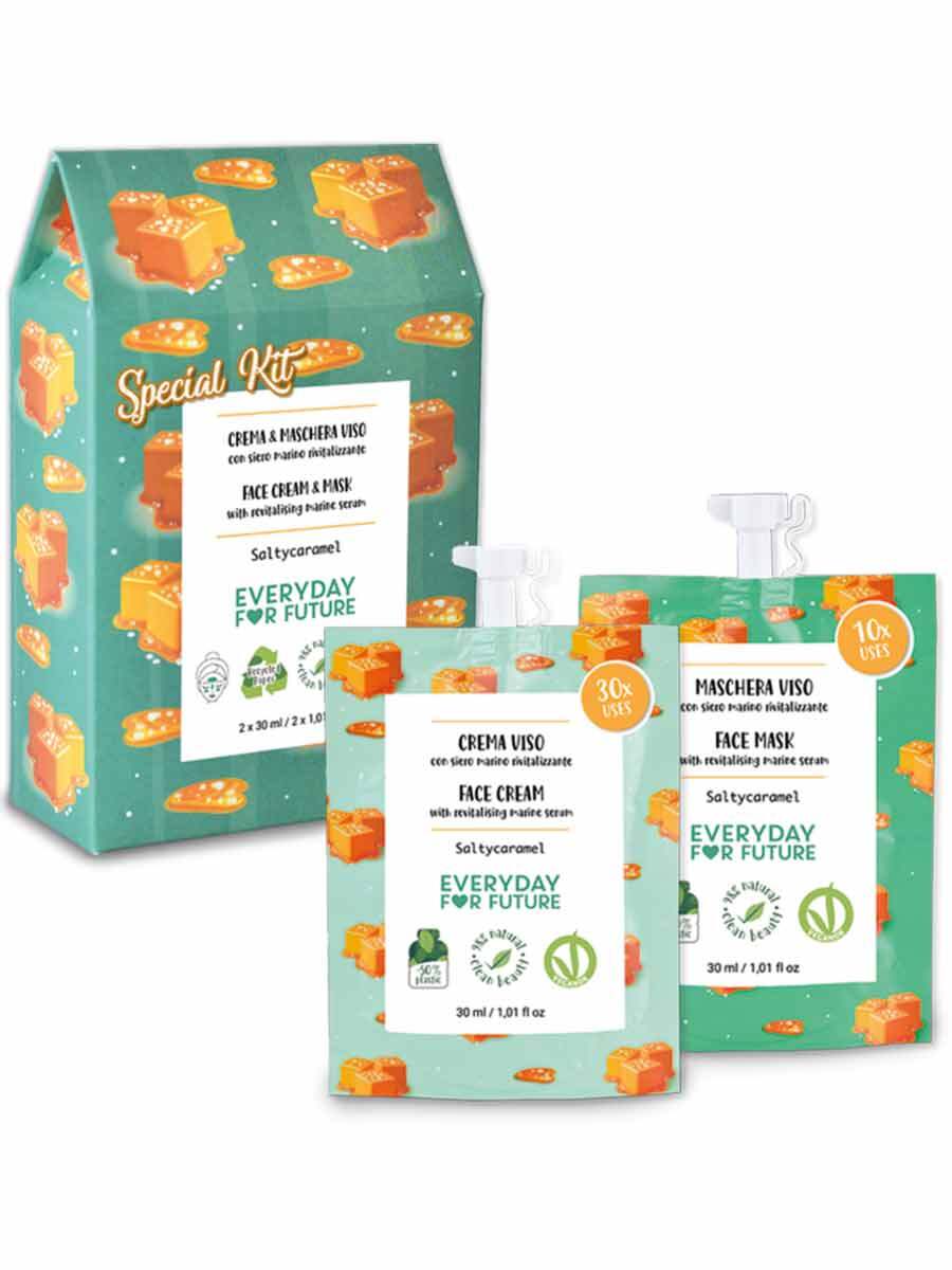 JOULU 2024! Everyday for Future JOULUPAKKAUS - SALTYCARAMEL, sis. kasvovoide, 30ml + kasvonaamio, 30ml - 4Organic Store (Luomukaista)