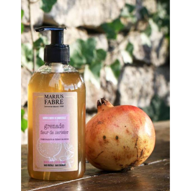 Marius Fabre Marseille nestesaippua Kirsikankukka - Granaattiomena, 400 ml - 4Organic Store (Luomukaista)