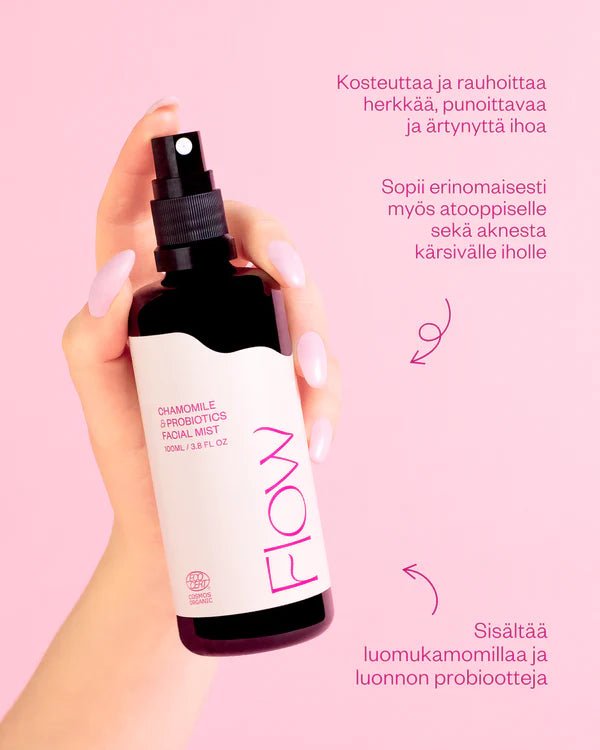 UUTTA! Flow Cosmetics Chamomile & Probiotics probioottinen luomu kamomillavesi, 100ml - 4Organic Store (Luomukaista)