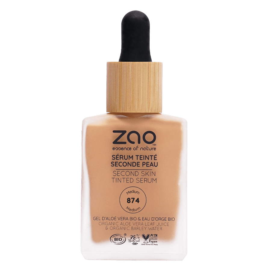 UUTUUS! Zao Make - Up Second Skin Tinted Serum 874 Medium, seerumimeikkivoide - 4Organic Store (Luomukaista)