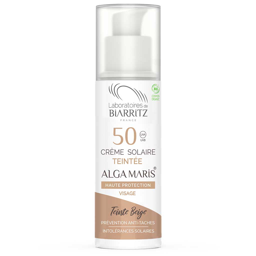 Alga Maris sävyttävä aurinkovoide kasvoille SPF50 beige 50ml - 4Organic Store (Luomukaista)