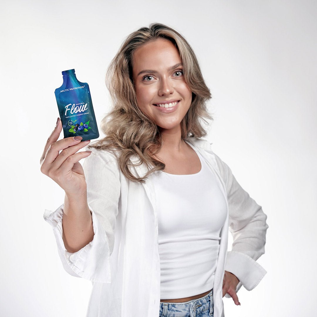Arctic Nutrition Flow-juoma - Uutuusmaku mustikka! - energiaa, rasvanpolttoa ja solusuojaa! - 4Organic Store (Luomukaista)
