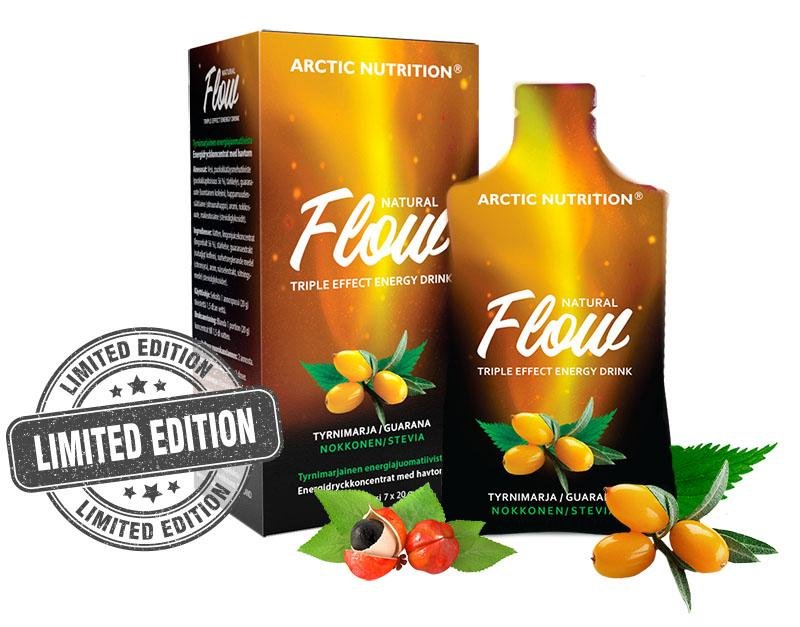 Arctic Nutrition Flow-juoma - Uutuusmaku tyrni - ihon hyvinvointia, energiaa, rasvanpolttoa ja solusuojaa! - 4Organic Store