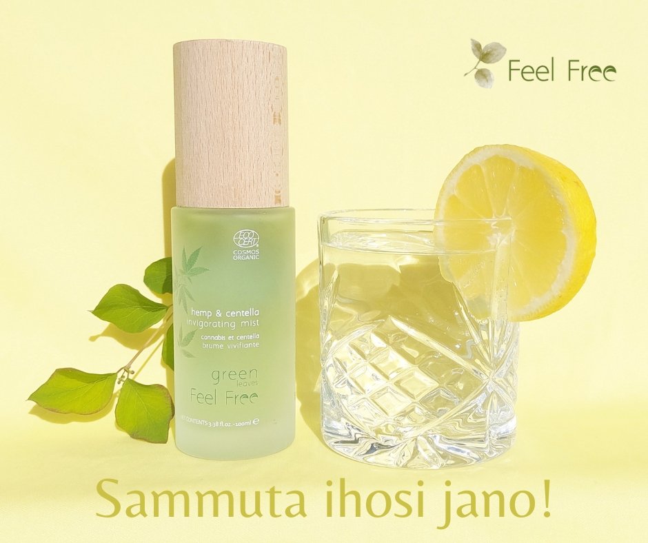 Feel Free Hemp & Centella Invigorating Mist - kosteuttava ja raikastava suihke, 100ml - 4Organic Store (Luomukaista)