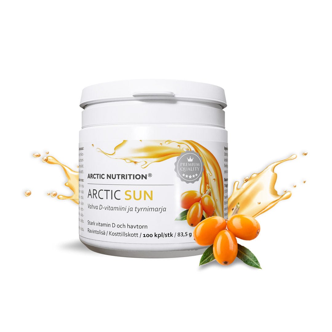 Arctic Nutrition Arctic Sun - vahva D - vitamiini 50 µg ja tyrnimarja - 4Organic Store (Luomukaista)