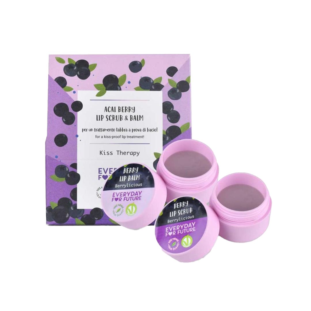 Everyday for the Future Kiss Therapy Berrylicious DUO Lip Scrub&Balm huulikuorinta ja -voide 2x9,5g - 4Organic Store (Luomukaista)