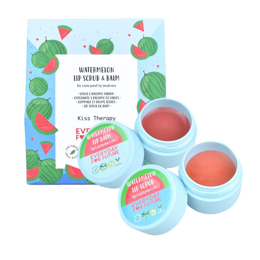 Everyday for the Future Kiss Therapy Watermelon DUO Lip Scrub&Balm huulikuorinta ja -voide 2x9,5g - 4Organic Store (Luomukaista)