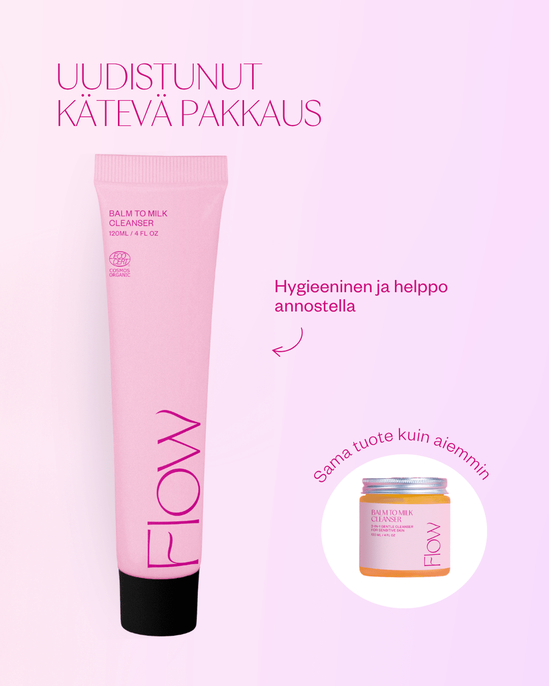 Flow Cosmetics Balm to Milk puhdistusbalmi kaikille ihotyypeille, 120 ml - 4Organic Store (Luomukaista)