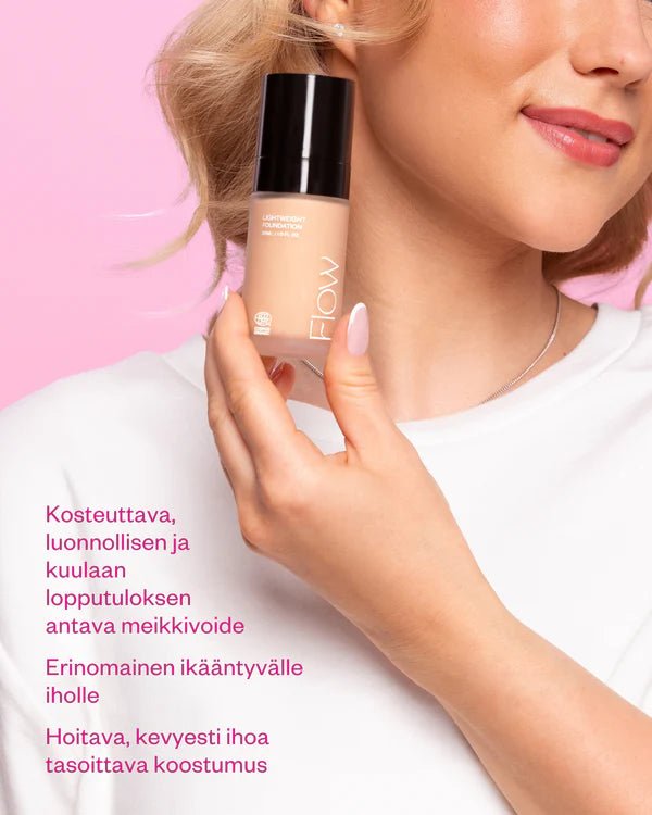 Flow Cosmetics Lightweight Foundation - Kevyt ja heleyttävä meikkivoide, 30 ml - 4Organic Store (Luomukaista)