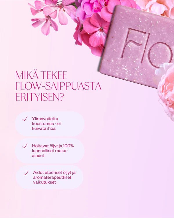Flow Cosmetics Rose & Geranium palasaippua - 4Organic Store (Luomukaista)