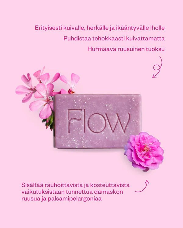 Flow Cosmetics Rose & Geranium palasaippua - 4Organic Store (Luomukaista)