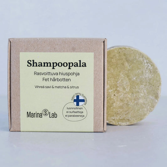 Marina's Lab Shampoopala Vihreä Savi & Matcha & Sitrus, rasvoittuvalle hiuspohjalle - 4Organic Store (Luomukaista)