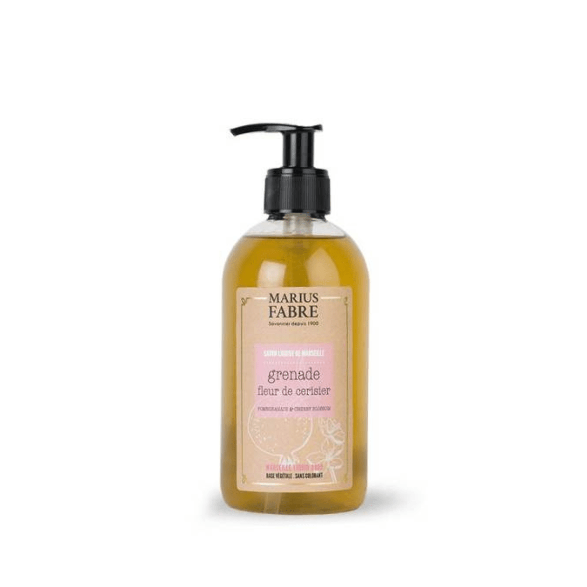 Marius Fabre Marseille nestesaippua Kirsikankukka - Granaattiomena, 400 ml - 4Organic Store (Luomukaista)