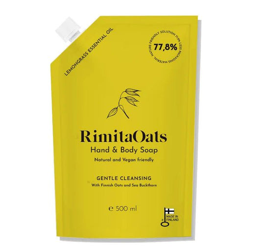 Rimita Green RimitaOats käsi - ja vartalosaippuan täyttöpakkaus 500 ml - 4Organic Store (Luomukaista)