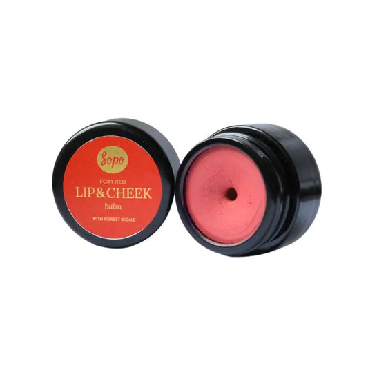 Sopo Soap Lip&Cheek Huulivoide ja Poskipuna Metsäbiomilla, Foxy Red - 4Organic Store (Luomukaista)