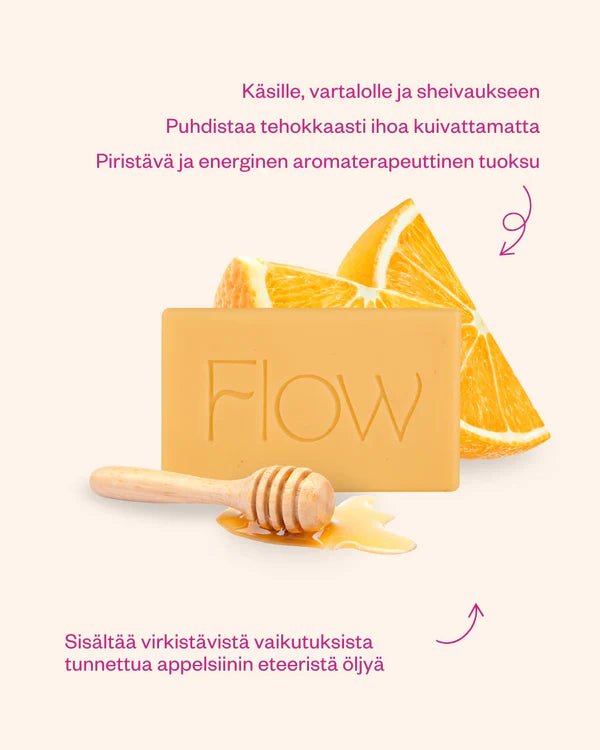 UUTUUS! Flow Cosmetics Orange & Honey palasaippua - 4Organic Store (Luomukaista)