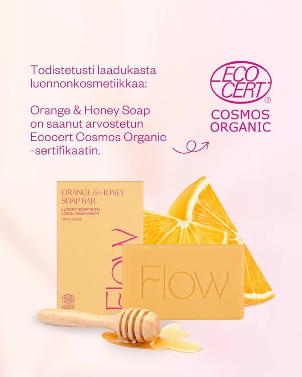 UUTUUS! Flow Cosmetics Orange & Honey palasaippua - 4Organic Store (Luomukaista)