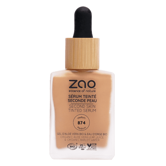 UUTUUS! Zao Make - Up Second Skin Tinted Serum 874 Medium, seerumimeikkivoide - 4Organic Store (Luomukaista)