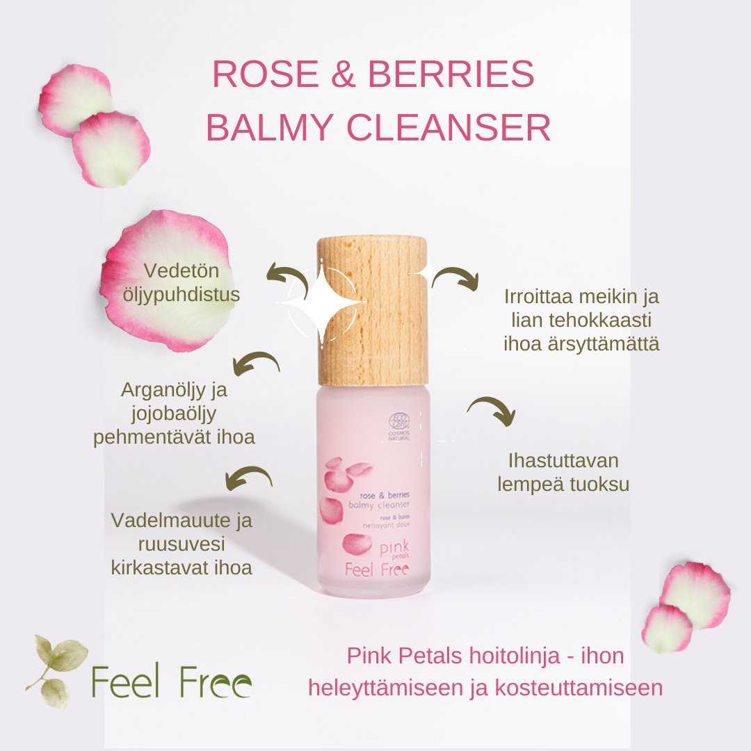 Feel Free Rose & Berries Balmy Cleanser - kirkastava puhdistusbalm, 100ml - 4Organic Store (Luomukaista)
